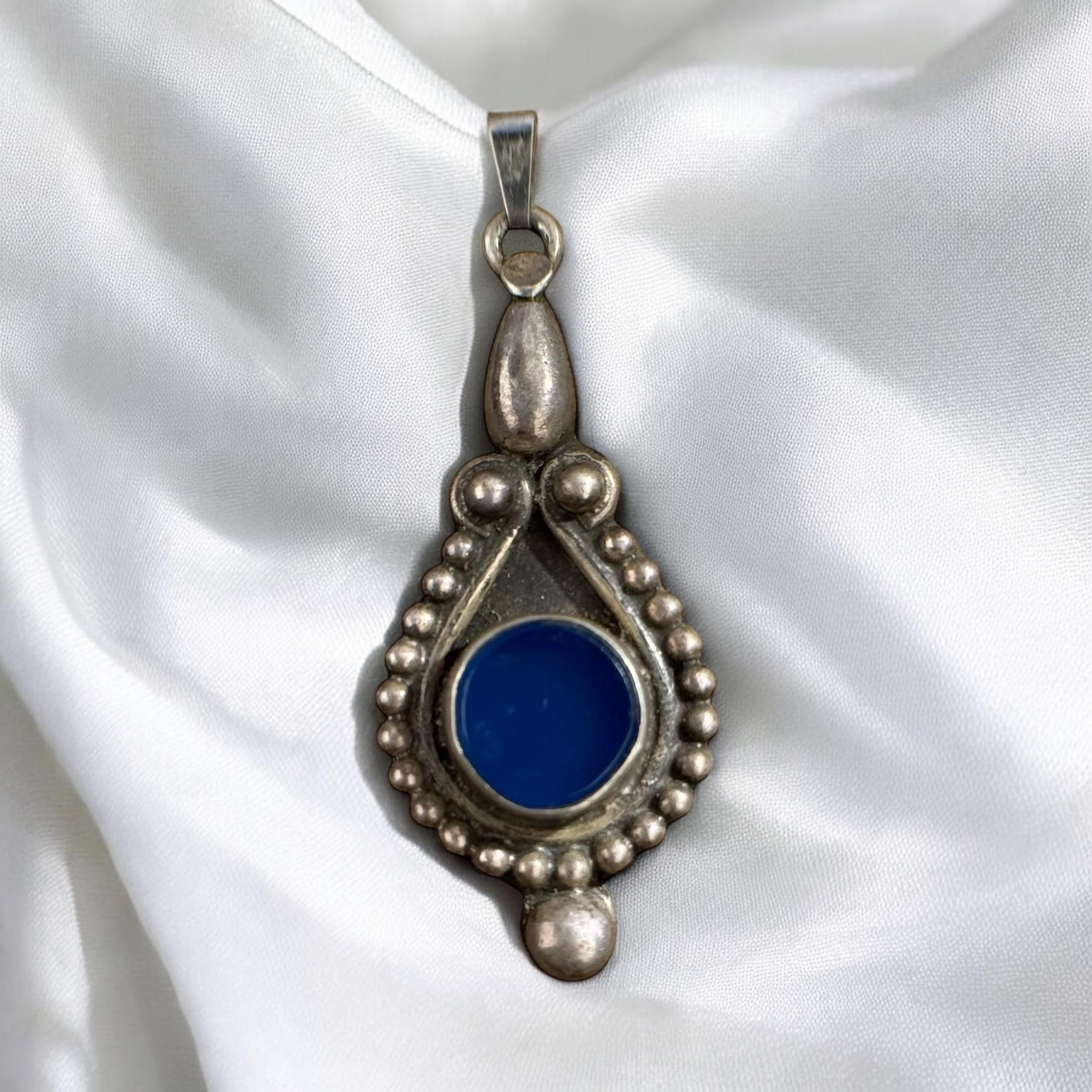 Pendentif Cœur Rétro En Argent 925 Avec Chaîne - Années 1990 - Longueur 44 Cm - Occasion