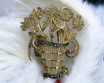 Broche Ancienne Fleur En Argent Sterling 925 - Style Art Nouveau Italie - Occasion Très Bon état