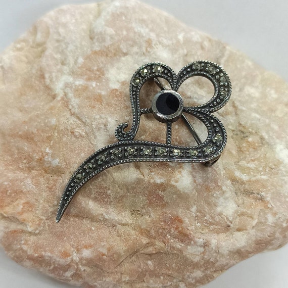 Onyx brooch 925 silver approx. 49 x 27 mm exclusi… - image 4