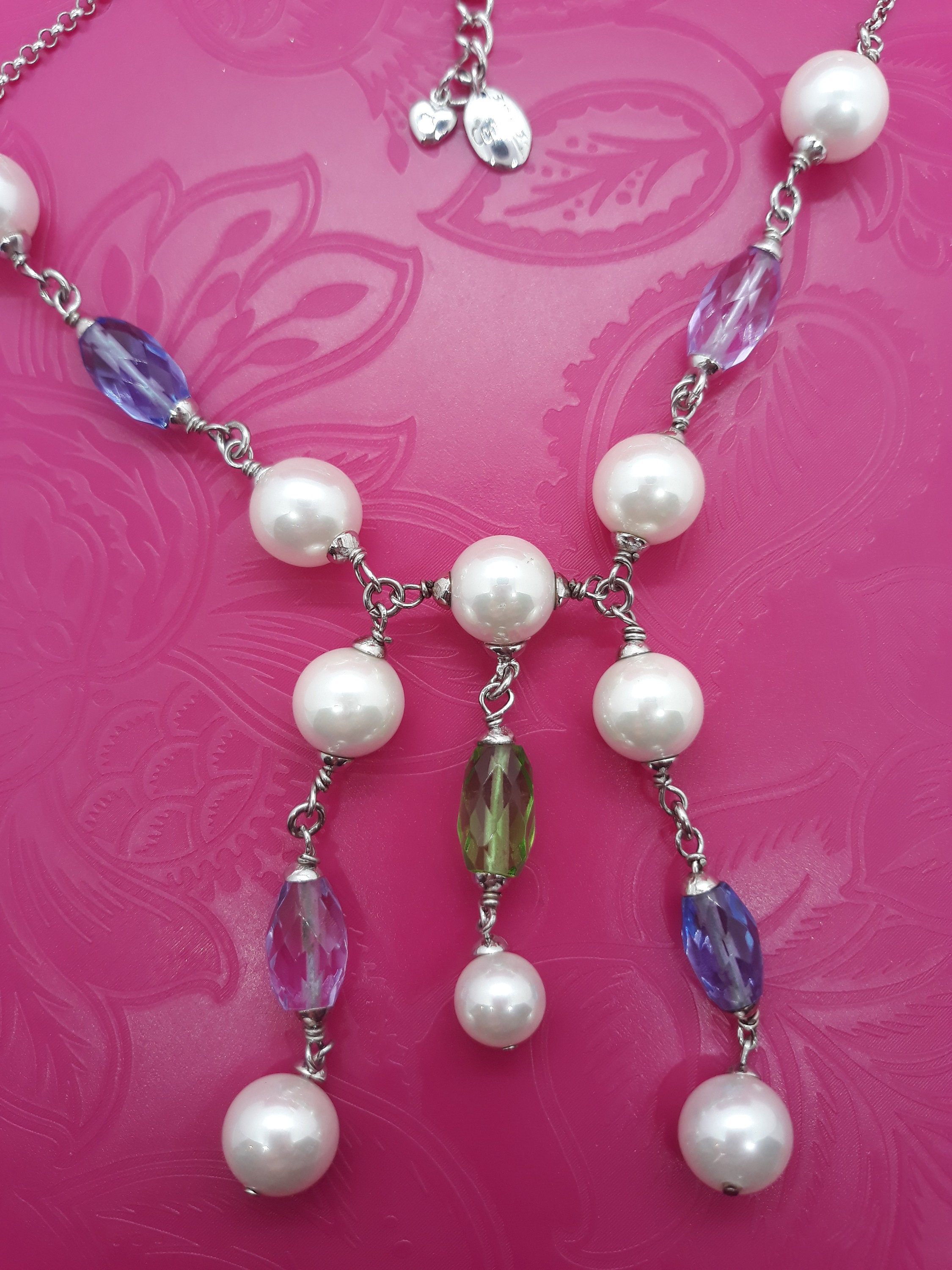 pry シュウト3way Pearl Silver Chain Necklace Silver Chain 3 Strands Pearls 925 Cool Woman 43 Cm to 48 Cm