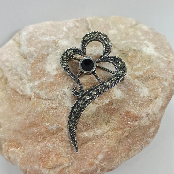 Onyx brooch 925 silver approx. 49 x 27 mm exclusi… - image 3