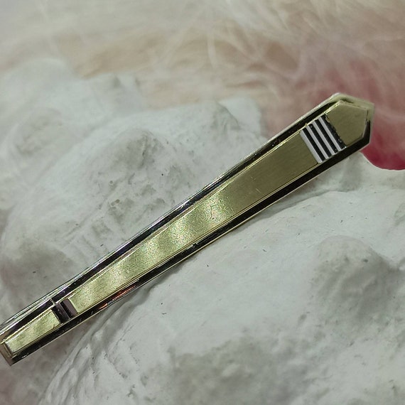 Tie clip 56 mm gold colored 835 silver slightly s… - image 3