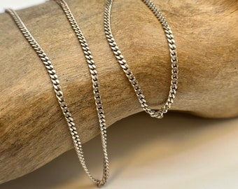 Curb chain 925 silver 40 cm long 1.4 mm wide vintage gift design necklace silver chain rarity retro timeless