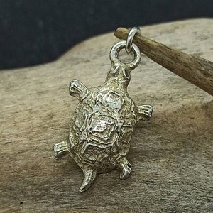 Turtle pendant real silver retro 25 x 12 mm with patina gift rare rarity exclusive pendant