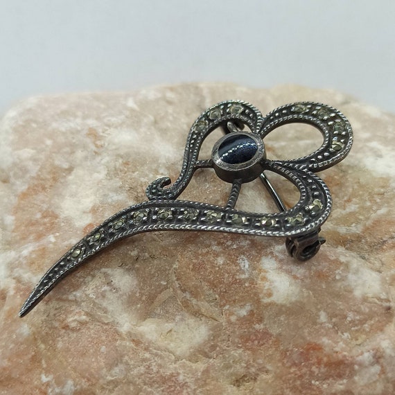 Onyx brooch 925 silver approx. 49 x 27 mm exclusi… - image 9