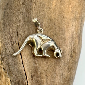 Ciondolo collana pantera argento 925 design vintage con patina idea regalo ciondolo retrò da collezione raro circa 20 x 23 mm leopardo grande gatto