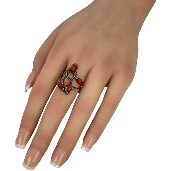 Art Deco Ring 925er Silber 18,1 Gr. 57 Bernstein … - image 9