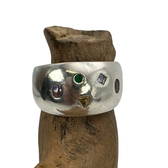 Bunter Ring 925er Silber Vintage Gr. 57 18mm Edel… - image 7