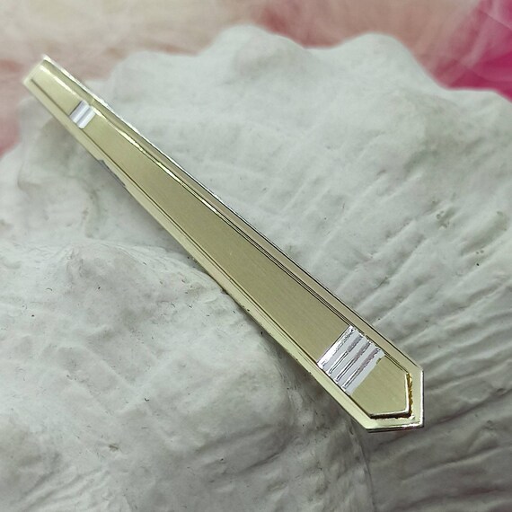 Tie clip 56 mm gold colored 835 silver slightly s… - image 4