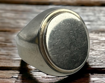 Signet ring 835 silver adjustable ring vintage gift patina noble exclusive rare luxury rarity engravable engraving size. 62 19.7mm