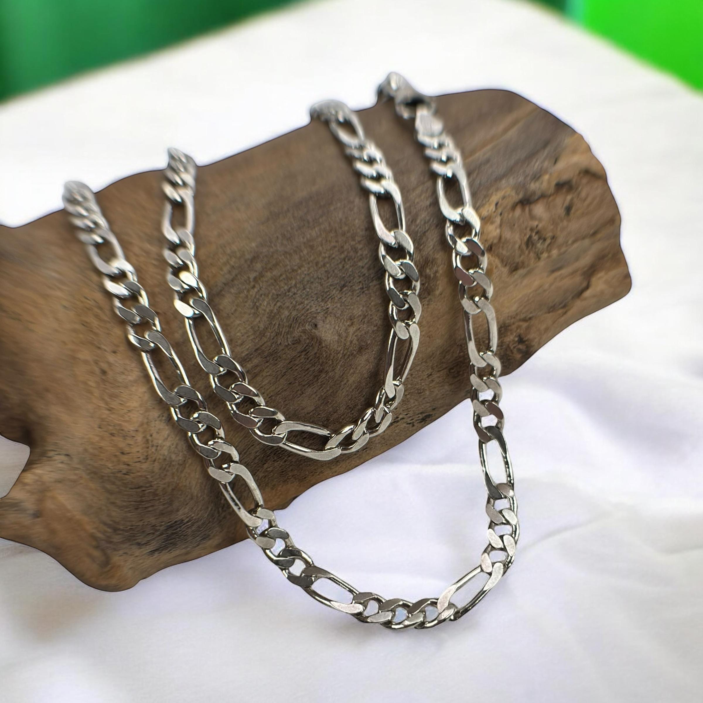 Figaro Silver Chain 60 Cm Long 4.5 Mm Wide 925 Silver Vintage 