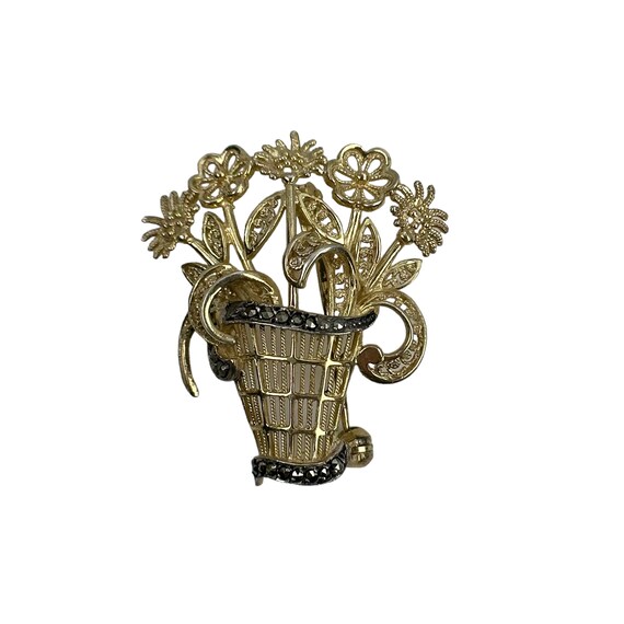 Brooch 925 silver flower Art Nouveau vintage Art … - image 3