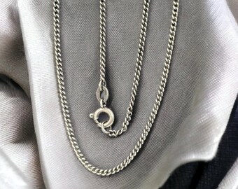 Curb chain 835 silver 40.5 cm long 1.5 mm wide vintage gift design retro timeless necklace chain silver chain luxury fashion modern