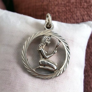 Virgo necklace pendant real silver 25 x 18 mm vintage gift patina zodiac sign pendant retro timeless modern