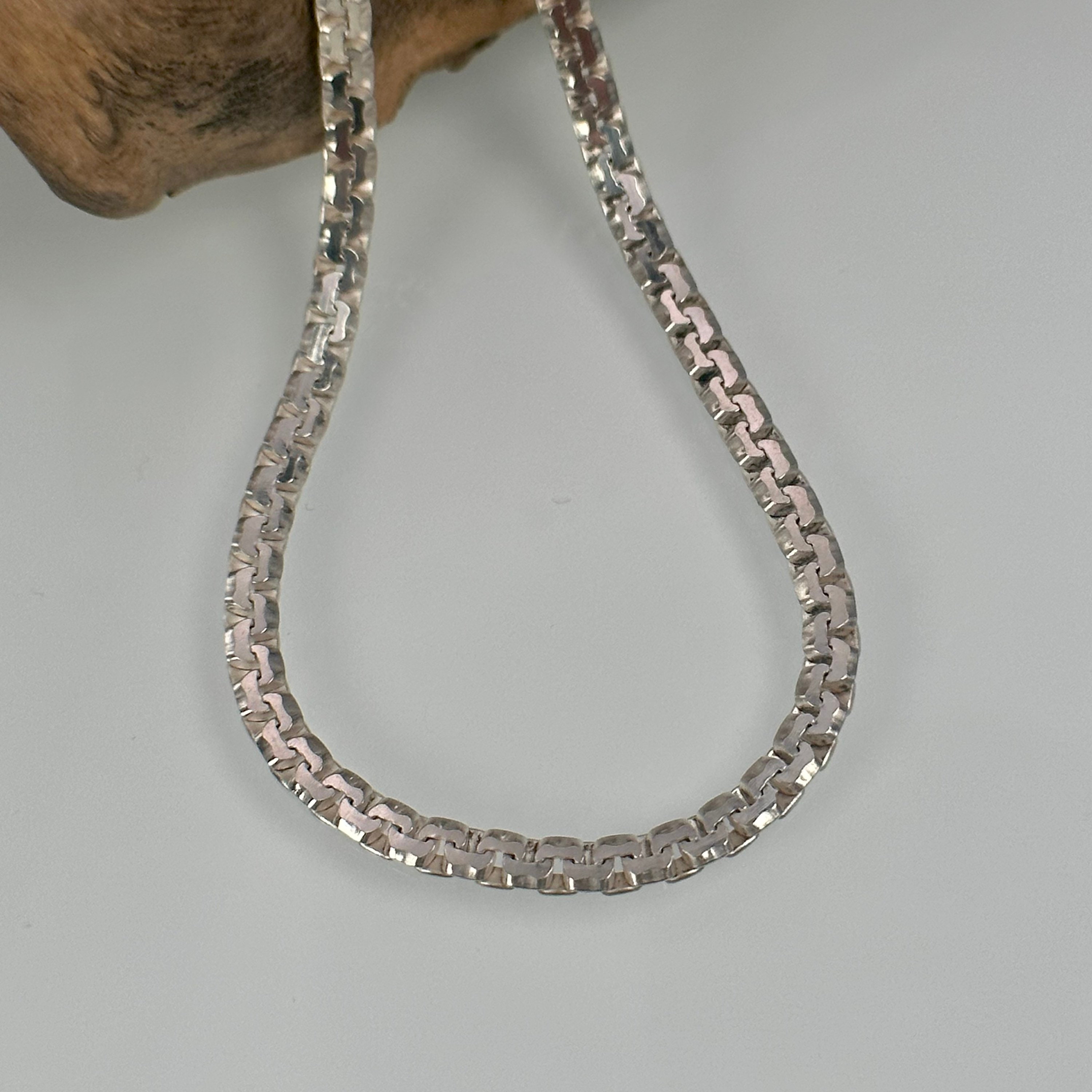 Collier Chaîne En Argent Massif 925 - Vintage Signé - 23,10 G - Bijou Ancien élégant