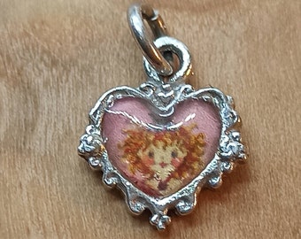 Mini Chain Pendant 925 Silver Kids Girl Vintage Patina Heart Gift Pendant
