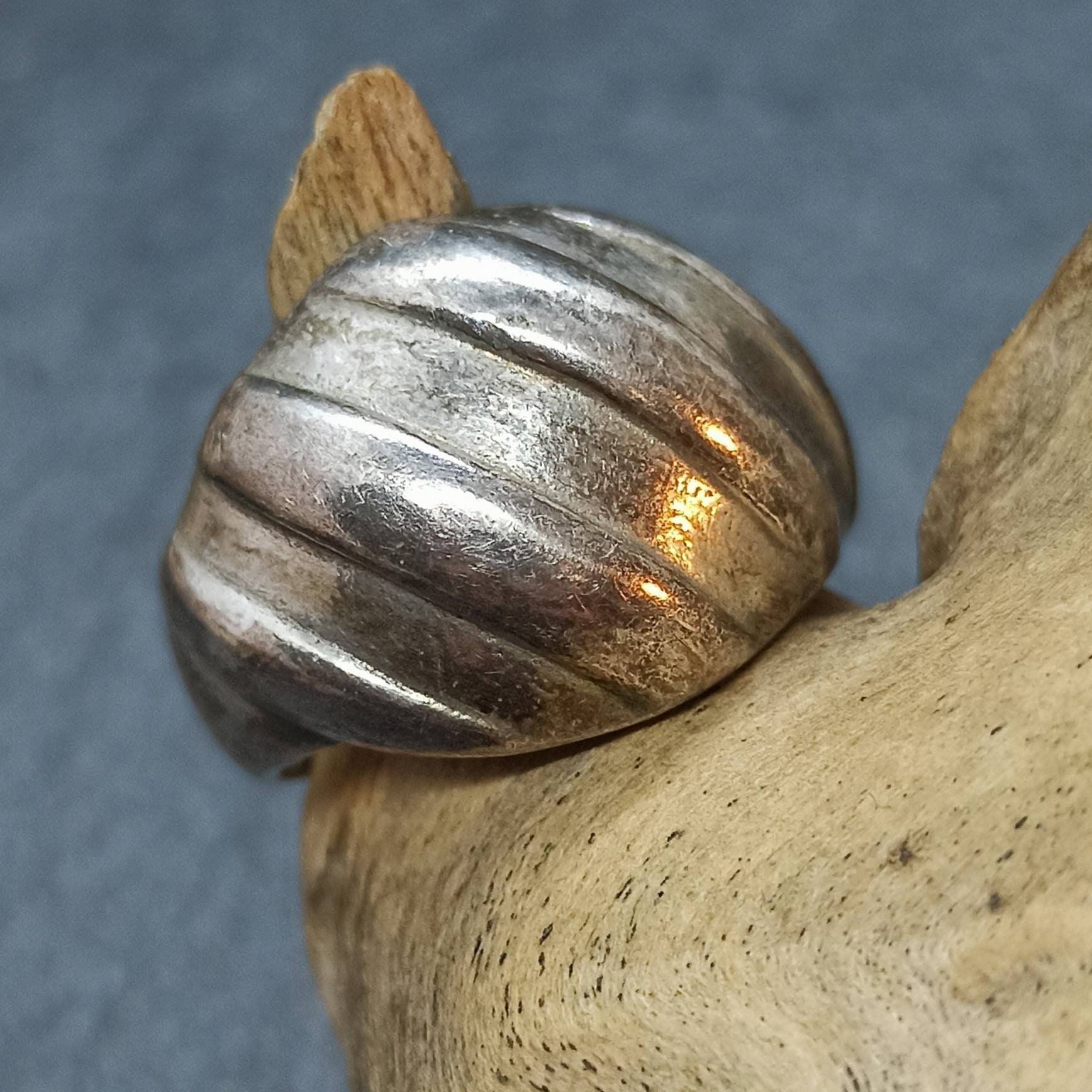 Bague vintage fantaisie taille USA 7.1/4 taille française 55-56 en métal argenté - France