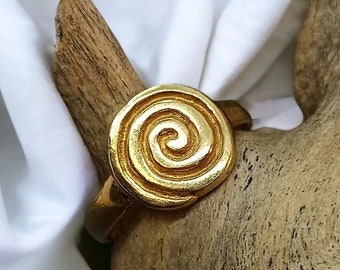 Kinder Ring 925er Silber Vintage Größe individuell verstellbar Geschenk edel exklusiv Silberring Spirale goldfarbend Design Kinderring