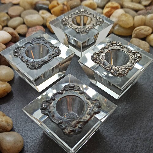 4 Lead Crystal CandleStick 800 Silver Roses Decoration Vintage Patina Luxury Accessories shops Table Decoration Feast Christmas Dinner