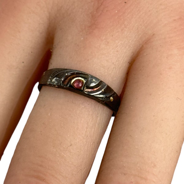 Edelstein Ring 925er Silber Vintage Größe verstellbar Geschenk edel exklusiv Silberring mit Patina Damen Design stilvoll