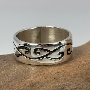 Ring 925 silver 22.1 mm size 69 patina vintage gift ladies exclusive silver ring pattern structure retro timeless modern