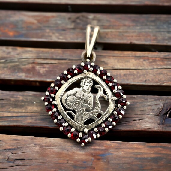 Aquarius necklace pendant real silver zodiac sign… - image 1