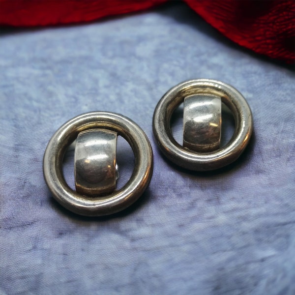 Design Ohr Clips 28mm 925er Silber Ohrringe Ohrclips Vintage Retro Eyecatcher Geschenk Damen