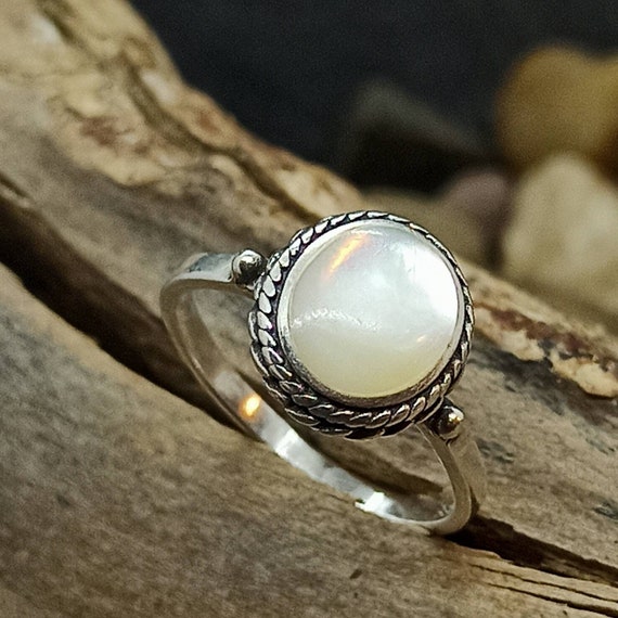 Classic Sterling Silver White Pearl Ring