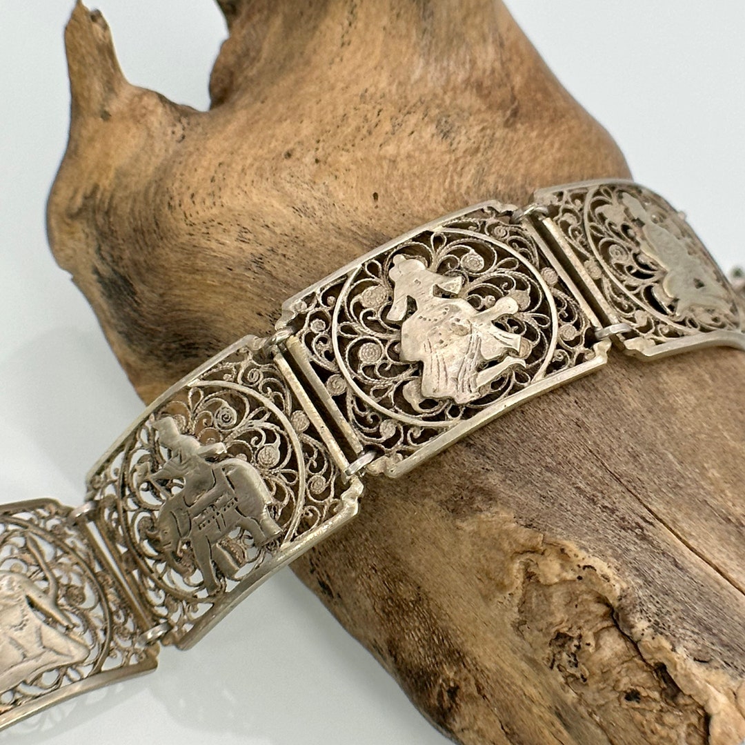 Exclusive Bracelet 835 Silver 19.5 Cm Long 21 Mm Wide Vintage Gift Patina  Retro Timeless India - Etsy