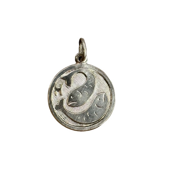 Pisces necklace pendant 925 silver vintage gift p… - image 3