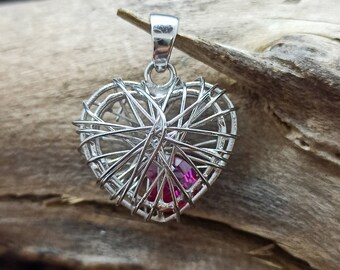 Heart in Heart Chain Pendant 925 Silver 