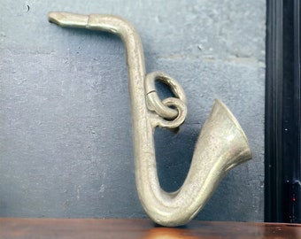 Saxophone chain pendant 800 silver 36 x 30 mm vintage accessories pendant sustainable exclusive eye-catcher wind instrument