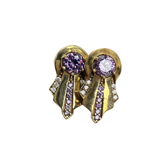 Art Deco hoop earrings 925 silver zirconia vintag… - image 4