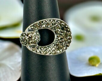 Bague Femme Alliance Argent 925 Avec Marcassites - Taille 54, Style Rétro - Neuf Sans Emballage
