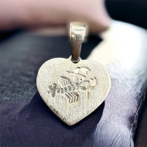 Cancer Heart Pendant 925 Silver 17 x 12 mm Vintage Gift Patina Zodiac Pendant Retro Timeless Modern