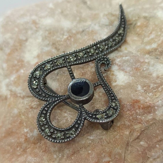 Onyx brooch 925 silver approx. 49 x 27 mm exclusi… - image 7