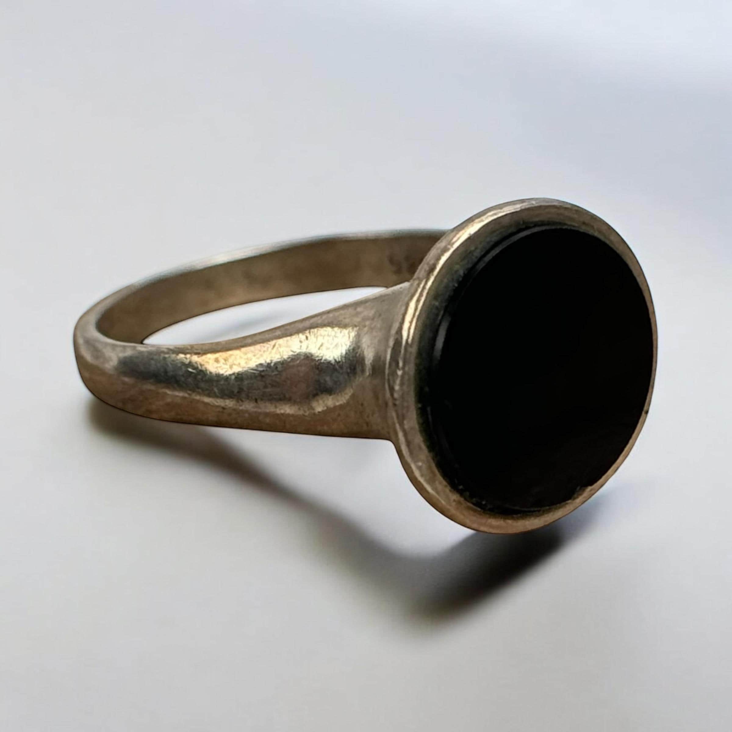 Vintage Silver × Platina Onxy Ball Ring Men's Star Wars Into the Galaxy Black Onyx & Diamond Ring 1
