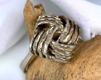 Ladies Ring 925 Silver Patina Size 54 17.2 mm Silver Ring Gift Rare Classy Rare Exclusive Vintage Retro Timeless Knot Design