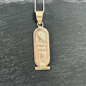 Pendentif chaîne mystique argent véritable 40 mm x 11 mm vintage rare pendentif rare femmes hommes rareté exclusive collectionneur Egypte hiéroglyphes