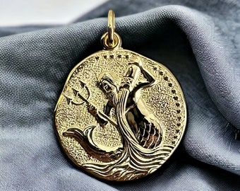 Aquarius pendant gold 333 chain pendant modern trend zodiac sign relief horoscope luxury eye-catcher 8ct 8ct 333 round