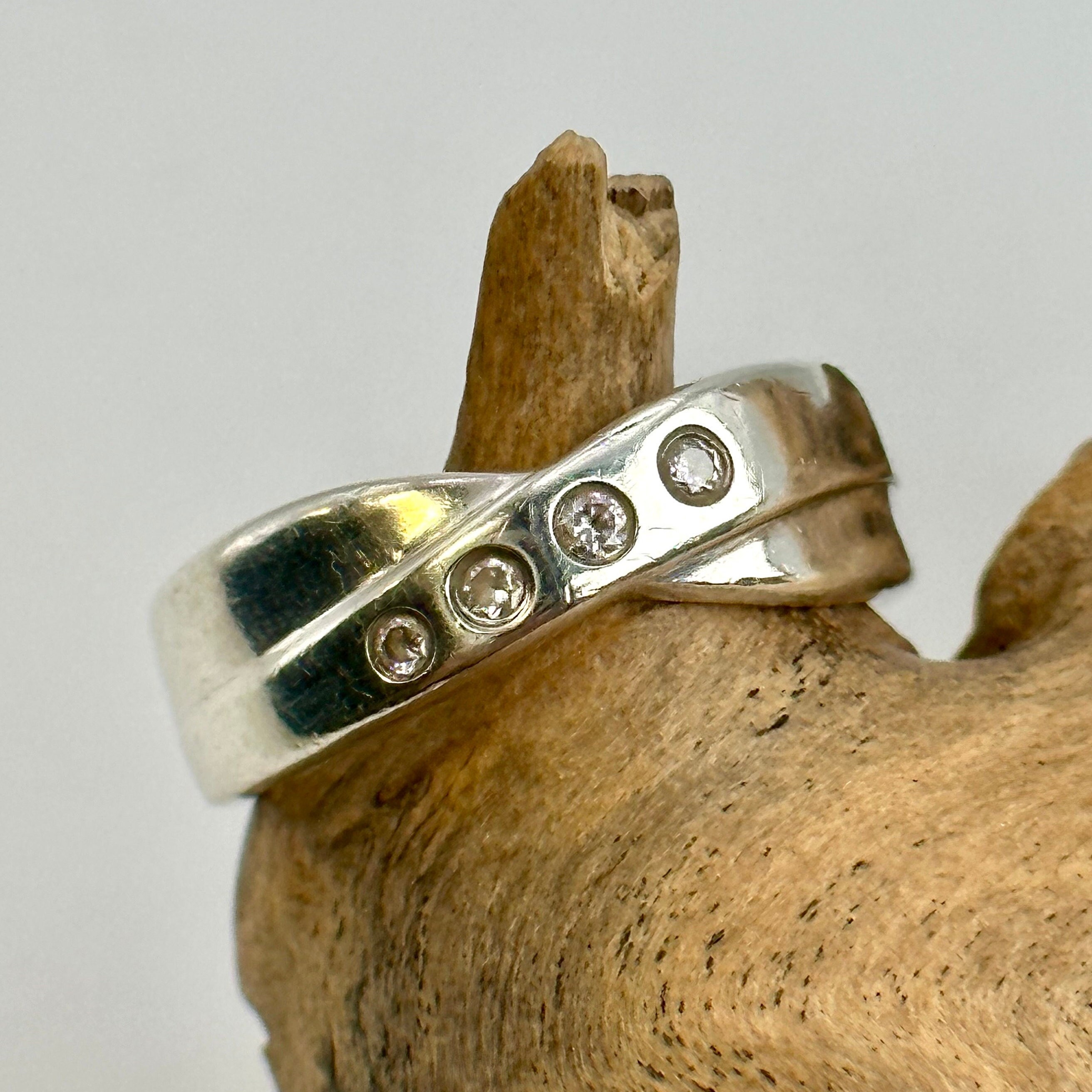 Exclusive ring ladies 925 silver size 57 18.1 mm zirconia fossil vintage gift rare design retro timeless modern