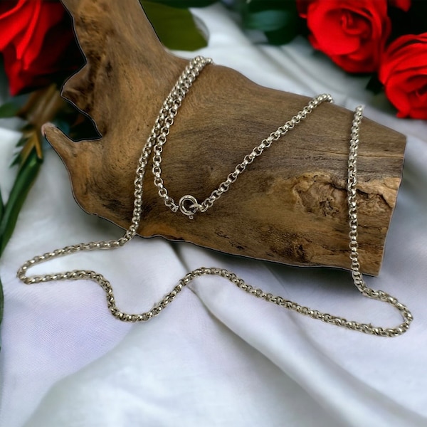 Chaîne d'ancre 835 argent 70 cm de long 2,3 mm de large chaîne en argent vintage cadeau patine collier pour femme accroche-regard exclusif rétro intemporel