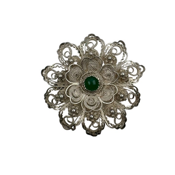 Combiné Pendentif Et Broche Vintage En Argent 800 - Motif Fleurs Avec Porte-photo, Occasion Bon état