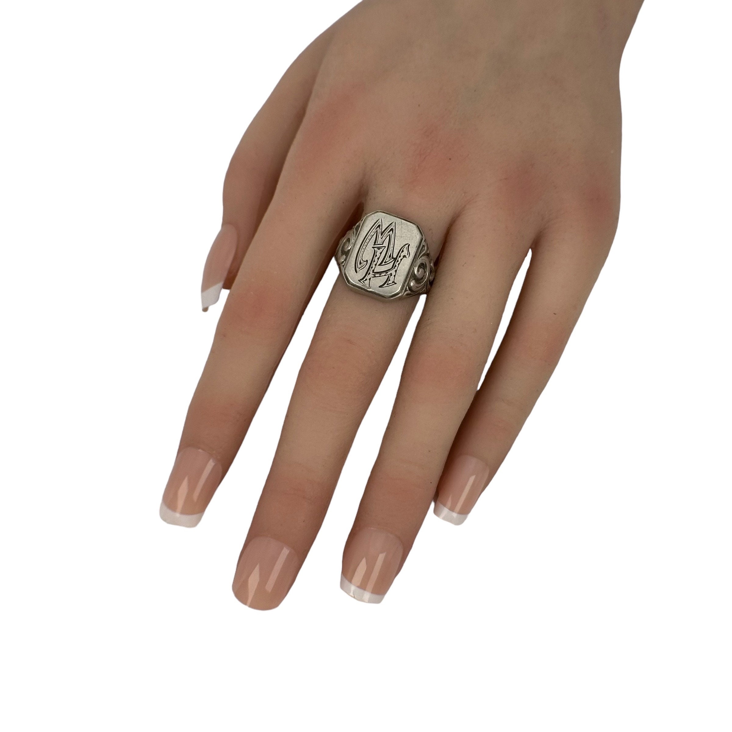 Size 21 61 Antique Signet Ring 835 Silver Men's Ring Initials EH HE Antique  Jewelry - Etsy