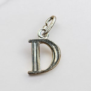 Colgante D letra de plata auténtica regalo vintage con pátina colgante cadena colgante iniciales pequeño exclusivo moderno atemporal