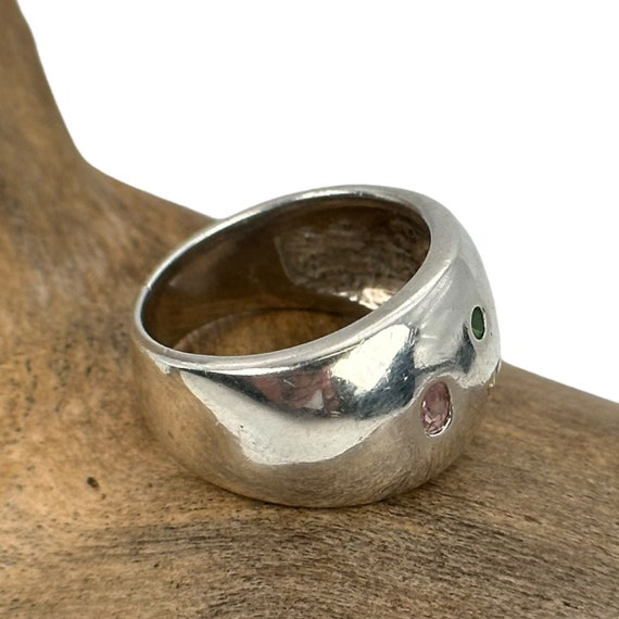Bunter Ring 925er Silber Vintage Gr. 57 18mm Edel… - image 8