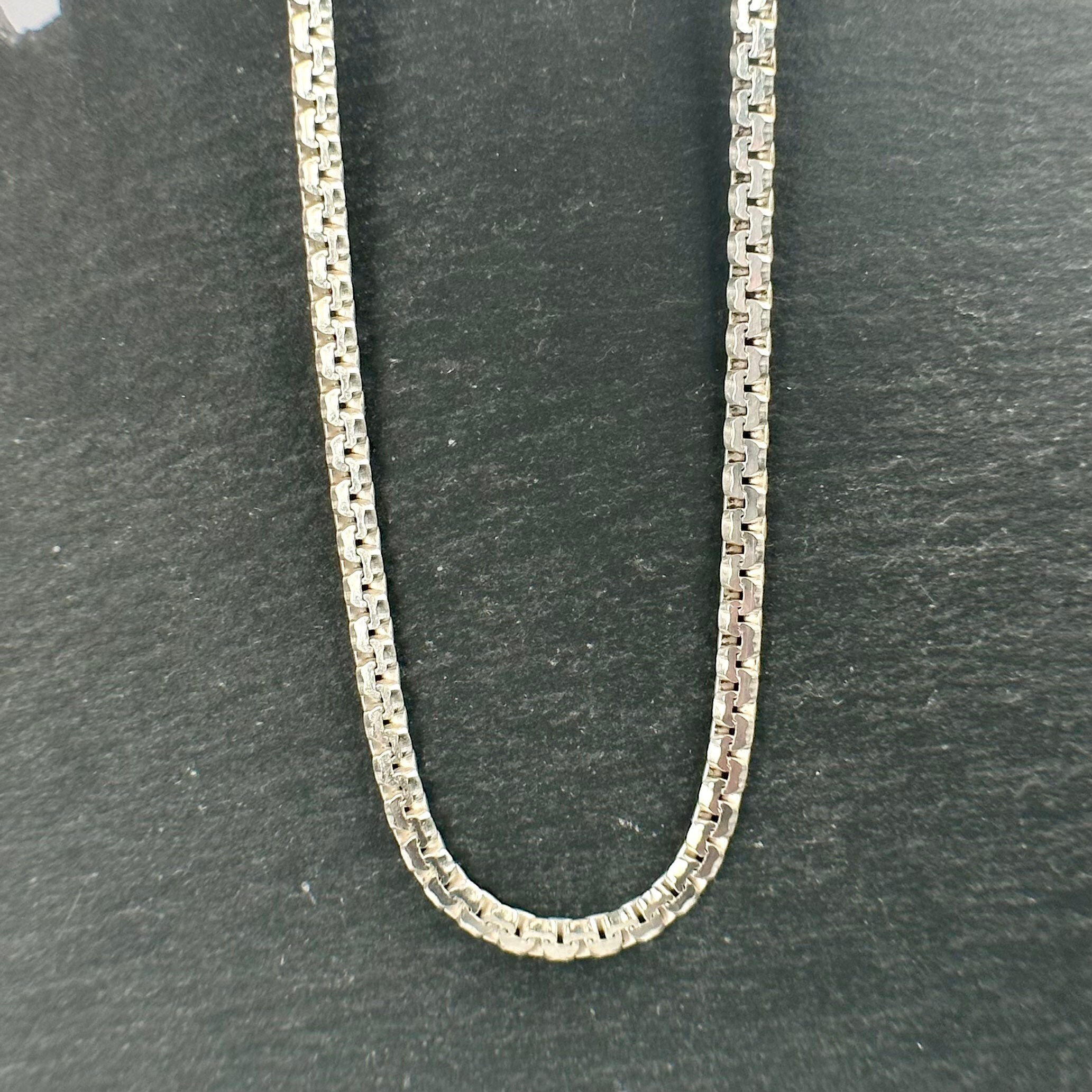 Collier Chaîne En Argent Massif 925 Vintage - Poids 23,10g - Bijou Ancien Signé Et élégant - Occasion