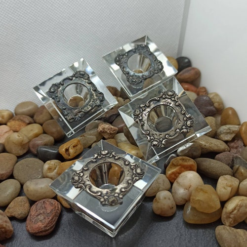 4 Lead Crystal CandleStick 800 Silver Roses Decoration Vintage Patina Luxury Accessories shops Table Decoration Feast Christmas Dinner