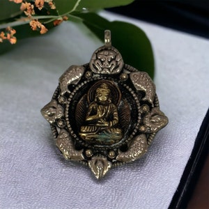 Grand pendentif Bouddha en argent véritable 54 x 46 mm pendentif chaîne vintage design élégant cadeau pour femmes et hommes porte-bonheur exclusif intemporel