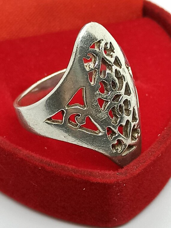 Bague Vintage 925 Argent 18.5mm Taille 58 Ornements Coeur Coeur Cadeau Noble Design Bague en argent rare Etsy France